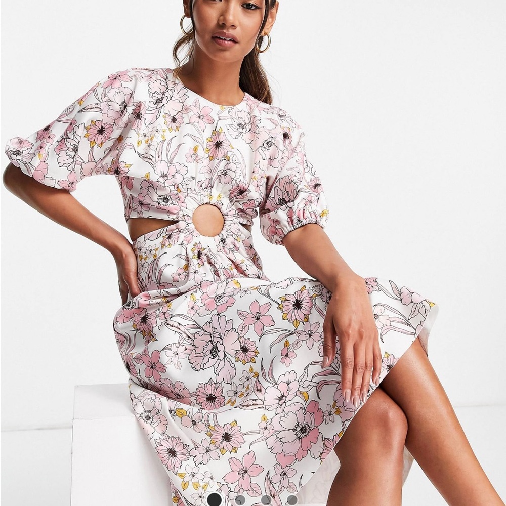 Asos cut out ring skater midi dress